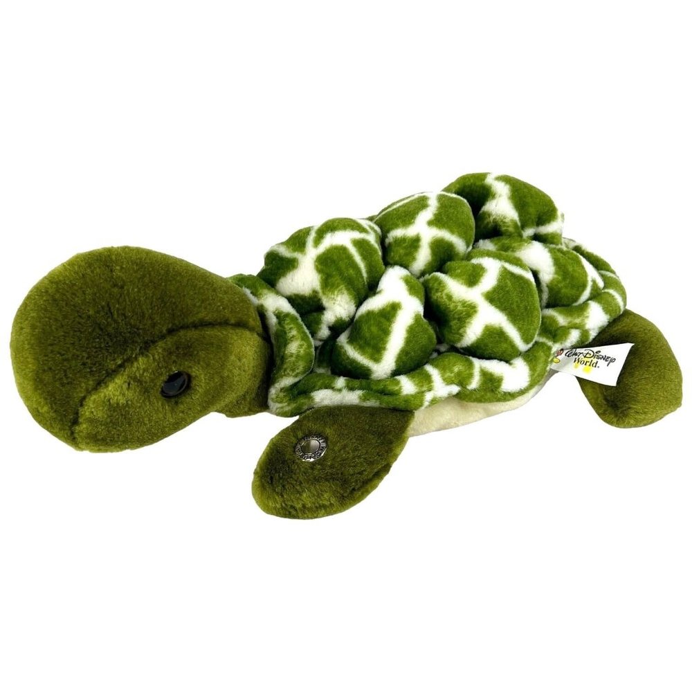 Walt Disney World Living Seas Turtle Plush Green Epcot 13" Stuffed Animal Button